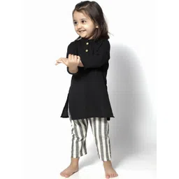 TJORI Girls Mandarin Collar Pure Cotton Kurta with Trousers-picture-56
