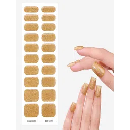 TLISMI Set Of 20 Self Adhesive Semi Cured Nail Gel Strips - Gold Glitter-picture-23