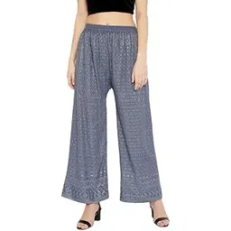 tnq Women Plus Size Rayon Chikan Full Heavy Embroidered Palazzo -XXL and 3XL-picture-19