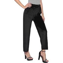 tnq Women Velvet Palazzo - Winter Wear Trouser for Women - Black-picture-21