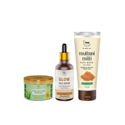 TNW the natural wash Set of Aloe Vera Gel-Glow Face Serum-Multani Mitti Face Wash-picture-41