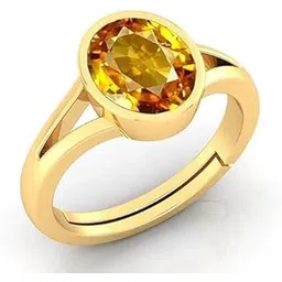 todani jems 10.25 Ratti Pukhraj Stone Original Certified Yellow Sapphire Gemstone Gold Plated | Adjustable Ring With Lab Certificate for Men and Women(Ab8)-picture-30