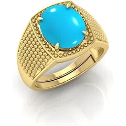 todani jems 11.25 Ratti Turquoise Stone Original Certified Firoja Gemstone Gold Plated | Adjustable Ring With Lab Certificate for Men and Women(To9)-picture-19