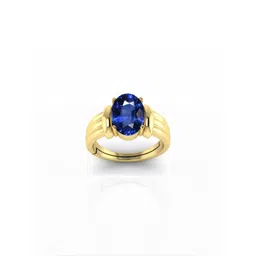 todani jems 12.25 Ratti Neelam Stone Original Certified Blue Sapphire Gold Plated | Adjustable Ring/Anguthi-picture-11