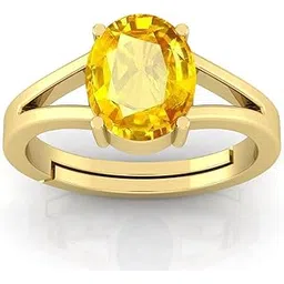 todani jems 12.25 Ratti Pukhraj Stone Original Certified Yellow Sapphire Gemstone Gold Plated Adjustable For Unisex Woman Man Ring With Lab Certificate - Adjustable-picture-38