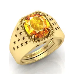 todani jems 12.25 Ratti Pukhraj Stone Original Yellow Sapphire Gemstone Gold Plated Adjustable Ring-picture-15