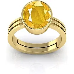todani jems 12.25 Ratti Untreatet A+ Quality Natural Yellow Sapphire Pukhraj Gemstone Gold Plated Ring for Women's and Men's (Lab Certified)-picture-33