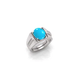todani jems 13.25 Ratti Turquoise Stone Original Certified Firoja Gemstone Silver Plated | Adjustable Ring-picture-17