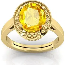 todani jems 14.25 Ratti Pukhraj Stone Original Certified Yellow Sapphire Gemstone Gold Plated Adjustable Woman Man Ring With Lab Certificate-picture-29