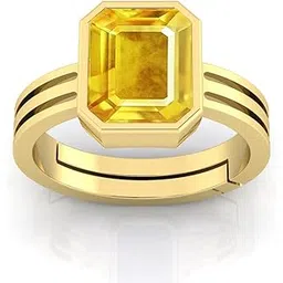 todani jems 14.25 Ratti Untreatet A+ Quality Natural Yellow Sapphire Pukhraj Gemstone Gold Plated Ring for Women's and Men's (Lab Certified)-picture-34