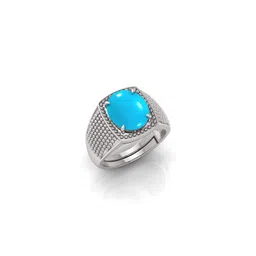 todani jems 3.25 Ratti Turquoise Stone Firoja Gemstone Silver Plated Adjustable Ring-picture-22