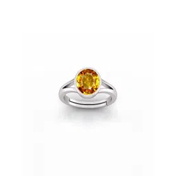 todani jems 5.25 Ratti Silver Plated Adjustable Pukhraj Yellow Sapphire Gemstone Stone Ring-picture-12