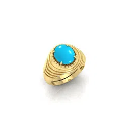 todani jems 7.25 Ratti Turquoise Stone Original Certified Firoja Gemstone Gold Plated | Adjustable Ring-picture-24