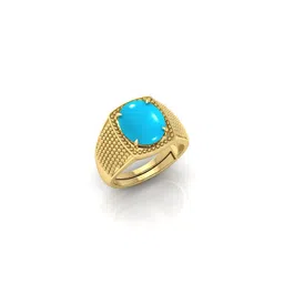 todani jems 7.25 Ratti Turquoise Stone Original Certified Firoja Gemstone Gold Plated | Adjustable Ring-picture-18