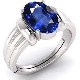 todani jems 8.25 Ratti 7.72 Carat Neelam Blue Sapphire Adjustable Ring for Men & Women Metal Sapphire Silver Plated Ring-picture-11