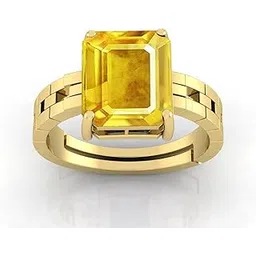 todani jems 8.25 Ratti Untreatet A+ Quality Natural Yellow Sapphire Pukhraj Gemstone Gold Plated Ring for Women's and Men's (Lab Certified)-picture-23