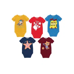 Toddylon Kids Pack Of 5 Graphic Printed Rompers-picture-39