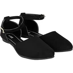 todhwear Women’s Suede Ankle Strap Bellies | Elegant Round Toe Flats with Buckle Closure for Office, Casual |-picture-21