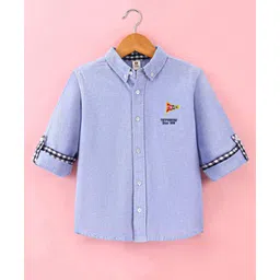 ToffyHouse 100% Woven Cotton Poplin  Full Sleeves Solid Shirt - Blue-picture-24