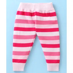ToffyHouse Cotton Knitted Full Raglan SleevesWinter Wear Heart & Striped Designed Sweatshirt & Pant Set - Pink image 4
