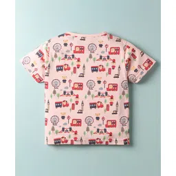 ToffyHouse Knitted Half Sleeves Co-ords Night Suit with Bear Print - Light Peach image 3