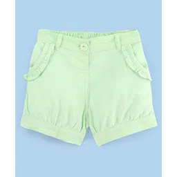 ToffyHouse Mid Thigh Length Solid Corduroy Shorts - Green-picture-24