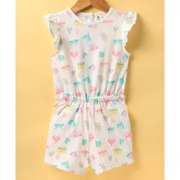 ToffyHouse Single Jersey Knit Frill Sleeves Jumpsuit with Bugs & Bees Print - White-picture-15