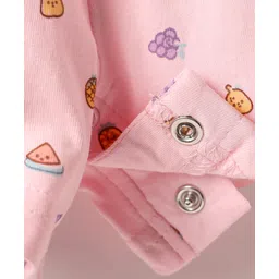ToffyHouse Single Jersey Knit Frill Sleeves Jumpsuit with Fruit Print - Pink image 5