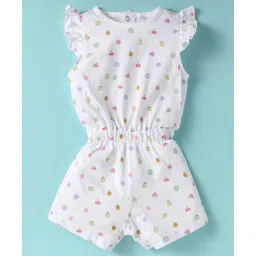ToffyHouse Single Jersey Knit Frill Sleeves Jumpsuit with Fruits Print - White-picture-11