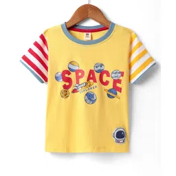 ToffyHouse Single Jersey Knit Half Sleeves T-Shirt With Space Theme Print - Yellow-picture-16