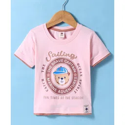 ToffyHouse Single Jersey Knit Half Sleeves T-Shirt with Text Print - Light Pink-picture-11