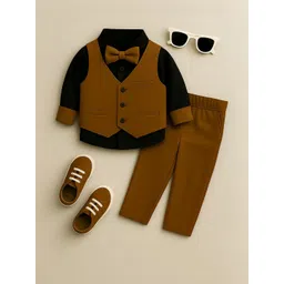 TOGEPI Boys Brown Cotton Blend Long Sleeves Suit Clothing Set-picture-15