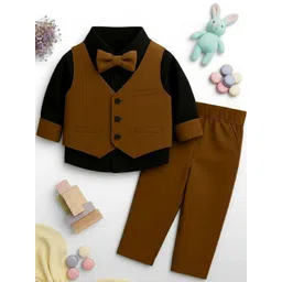 TOGEPI Boys Brown Cotton Blend Long Sleeves Suit Clothing Set-picture-14