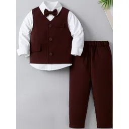 TOGEPI Boys Cotton Blend Shirt & Trousers with Waistcoat Bow Tie-picture-19