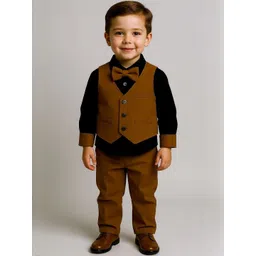 TOGEPI Boys Cotton Brown Shirt with Trousers Clothing Set image 1