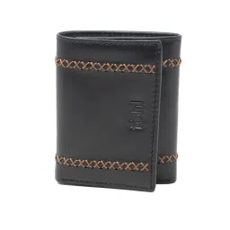 Tohl Black Casual Leather Tri-Fold Wallet for Men-picture-28