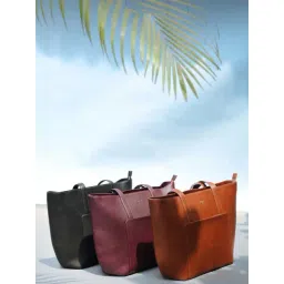 Tohl Burgundy Solid Extra Large Tote Handbag with Pouch-picture-26