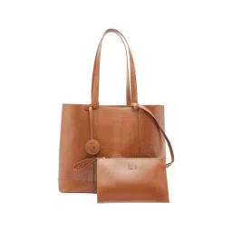 Tohl Down to Earth Tan Solid Medium Tote Handbag with pouch-picture-12