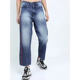 Basics By Tokyo Talkies Women Blue Wide Leg Clean look Heavy Fade Jeans-picture-13