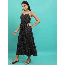 Tokyo Talkies Black Floral Printed Shoulder Straps Gathered Tiered Maxi Dress-picture-30