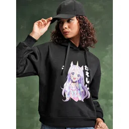 Tokyo Talkies Black Graphic Printed Hooded Sweatshirt-picture-17