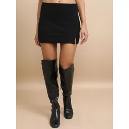 Tokyo Talkies Black Knitted Straight Mini Skirt-picture-17