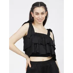 Tokyo Talkies Black Shoulder Straps Crop Top-picture-18