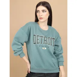 Tokyo Talkies Blue Typography Printed Oversized Pullover-picture-20