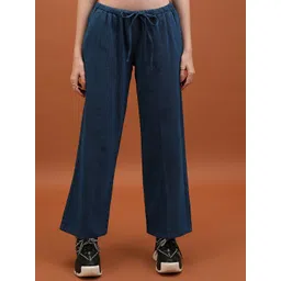 Tokyo Talkies Blue Women Flared Parallel Trousers-picture-33