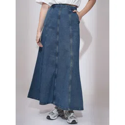 Tokyo Talkies Denim Flared Midi Skirts-picture-35