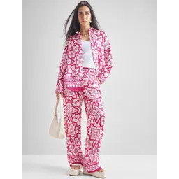 Tokyo Talkies Disney Mickey Printed Satin Shirt Collar Shirt & Trousers-picture-23