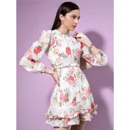 Tokyo Talkies Floral Print Puff Sleeves Fit & Flare Mini Dress-picture-14