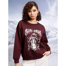 Tokyo Talkies Maroon Graphic Printed Pullover Sweatshirt-picture-22