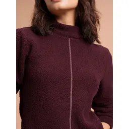 Tokyo Talkies Maroon High Neck Sweatshirt image 2